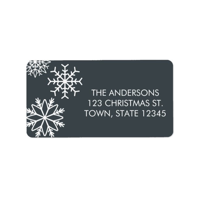 Modern Falling snowflakes Holiday grey Label (Front)