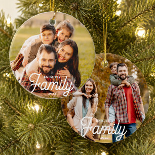 Modern Family 2 Photo Name Custom Colour Ceramic Ornament
