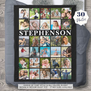 Modern Family 30 Photo Collage Black Fleece Blanket