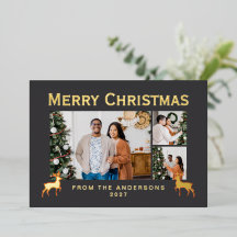 Modern Family 3 Photo Collage Elegant Christmas