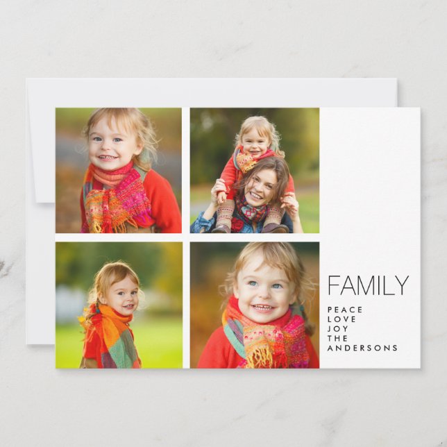 Modern Family 4 Photo Collage Holiday Photo Card (Front)