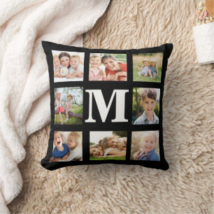 Modern Family 8 Photo Collage Keepsake Black White Cushion