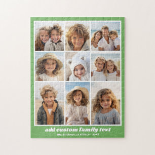 Modern Family 9 Photo Collage Green - Minimal Jigsaw Puzzle