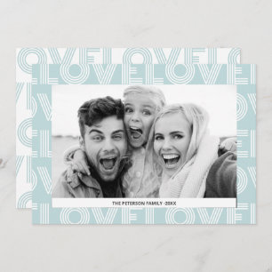 Modern family bold love blue photo valentine day holiday card
