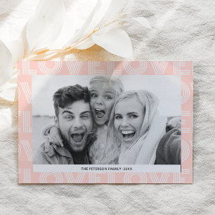 Modern family bold love pink photo valentine day holiday card