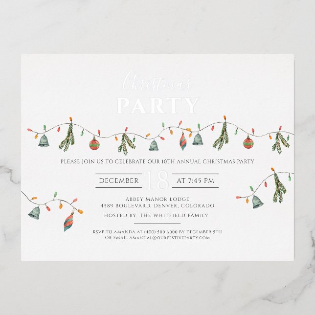 Modern Family Christmas Party Gold Foil Holiday Postcard (Front)