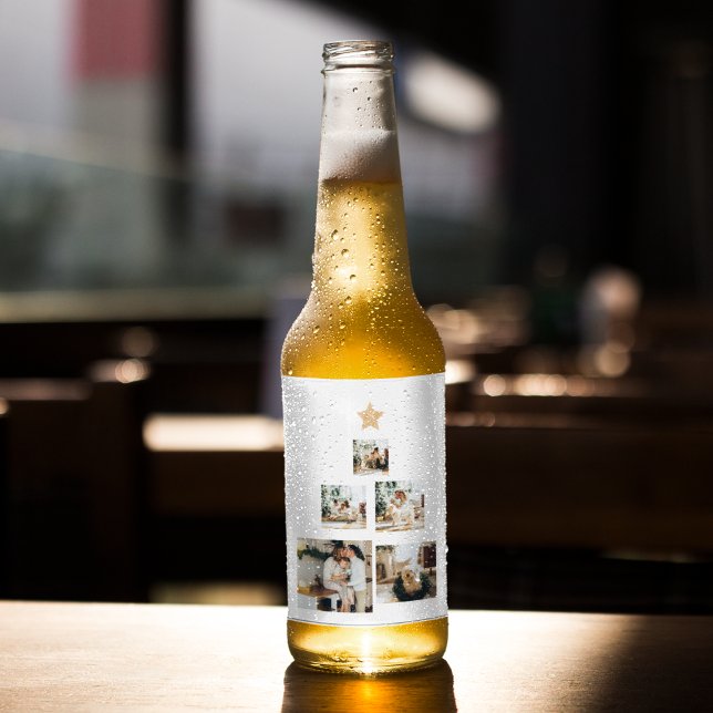Modern Family Christmas Tree Photo With Star Beer Bottle Label (Creator Uploaded)