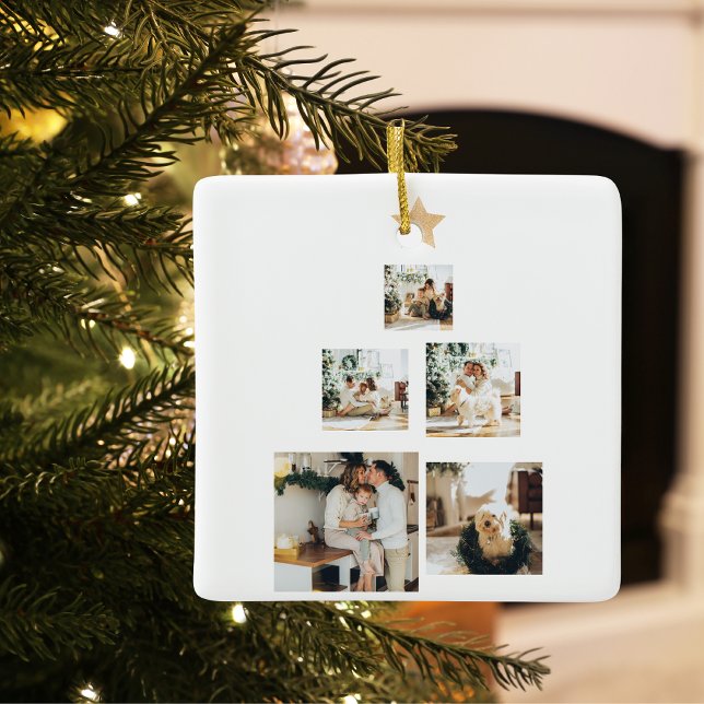 Modern Family Christmas Tree Photo With Star Ceramic Ornament (Creator Uploaded)