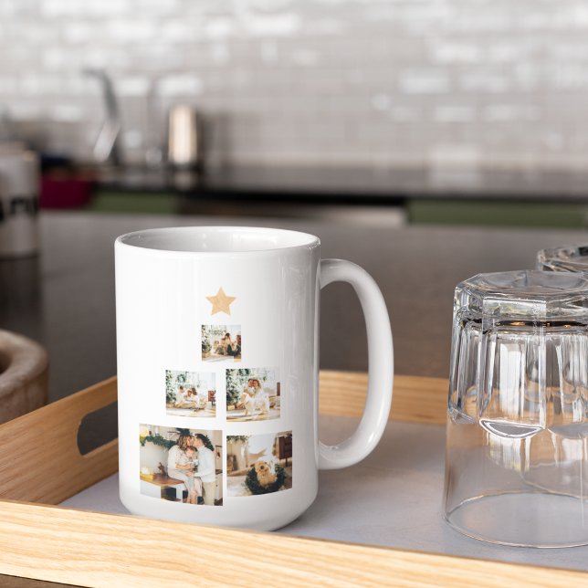 Modern Family Christmas Tree Photo With Star Coffee Mug (Creator Uploaded)