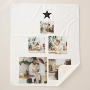Modern Family Christmas Tree Photo With Star Sherpa Blanket