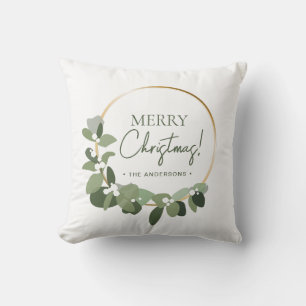Modern Family Christmas Wreath Merry Christmas Cushion