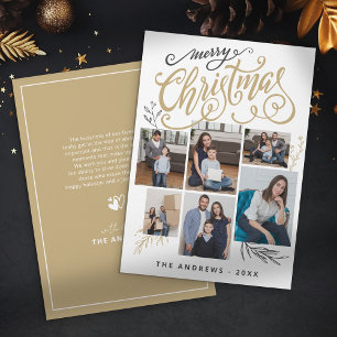 Modern Family Collage Photo Christmas Typography Holiday Card
