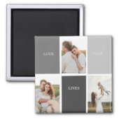 Modern Family Collage Photo & Grey Lovely Gift Magnet (Front)