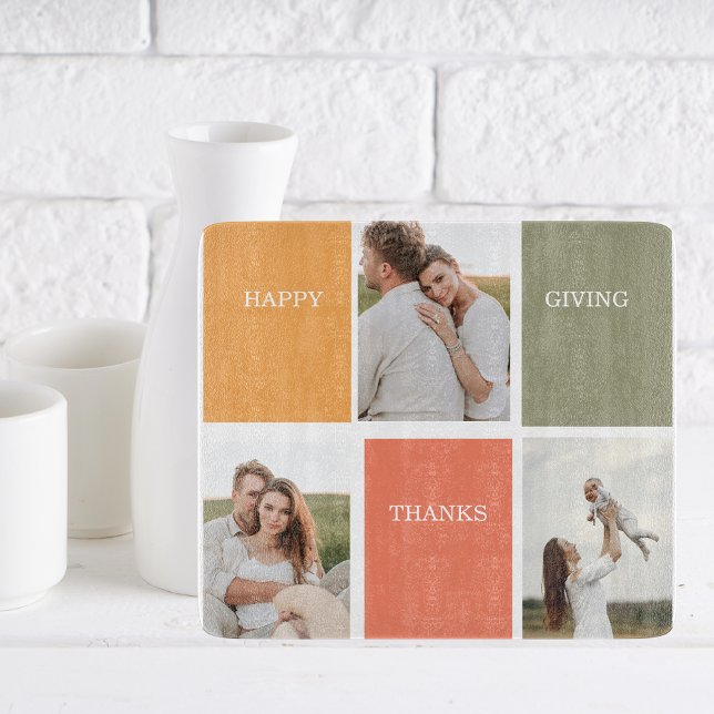 Modern Family Collage Photo | Happy Thanksgiving Cutting Board (Creator Uploaded)