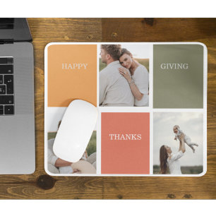 Modern Family Collage Photo Happy Thanksgiving  Mouse Pad