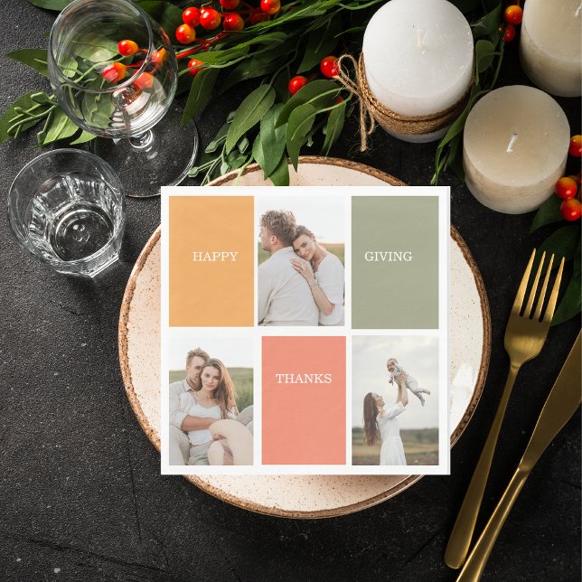 Modern Family Collage Photo | Happy Thanksgiving Napkin (Creator Uploaded)