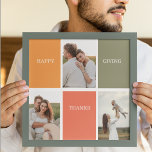 Modern Family Collage Photo | Happy Thanksgiving Poster<br><div class="desc">Best Gift For Your Friends And Family,  Personalized Thanksgiving Three Photo And Text With Autumn Colors. Happy Thanksgiving</div>