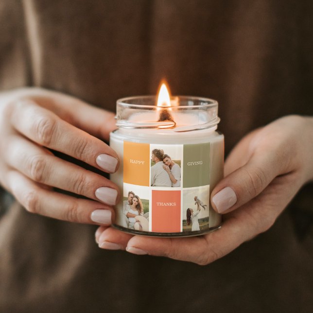 Modern Family Collage Photo | Happy Thanksgiving Square Sticker (Creator Uploaded)