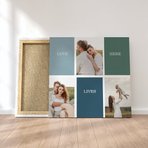 Modern Family Collage Photo Love Live Here Canvas Print