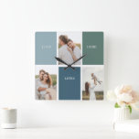 Modern Family Collage Photo | Love Live Here  Square Wall Clock<br><div class="desc">Modern Family Collage Photo | Love Live Here</div>