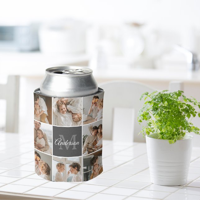 Modern Family Collage Photo & Personalised Gift Can Cooler (Creator Uploaded)