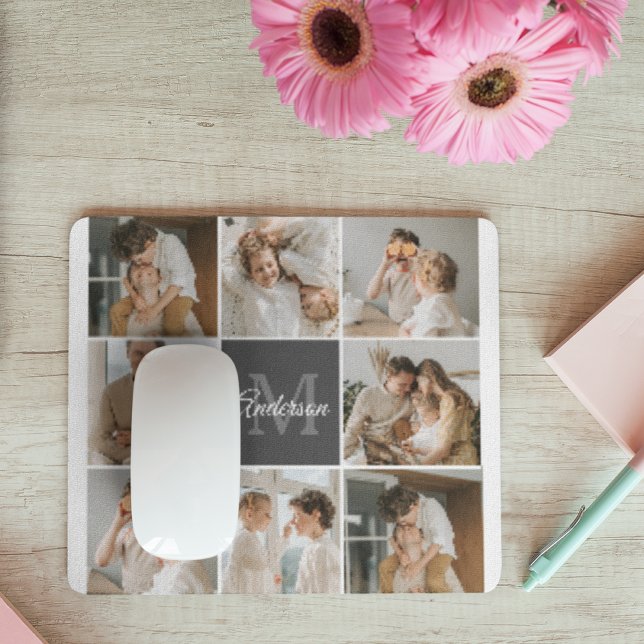 Modern Family Collage Photo & Personalised Gift Mouse Pad (Creator Uploaded)
