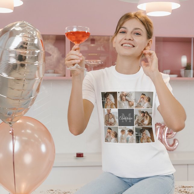 Modern Family Collage Photo & Personalised Gift T-Shirt (Creator Uploaded)