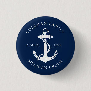 Modern Family Cruise Trip Nautical Anchor 3 Cm Round Badge
