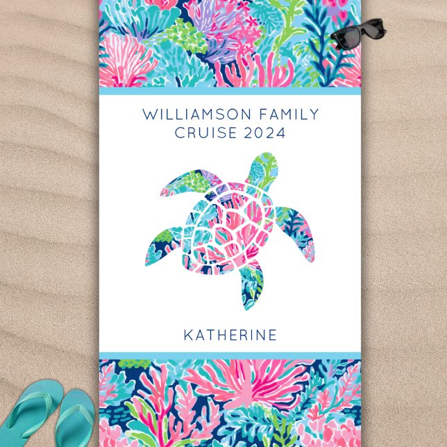Modern Family Cruise Vacation Sea Turtle Name Beach Towel (Creator Uploaded)