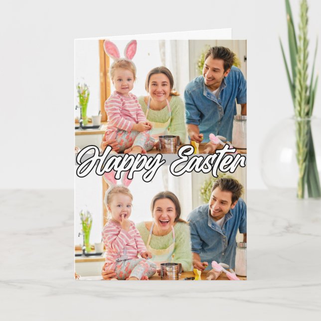 Modern Family Custom 2-photo Easter Holiday Card (Front)