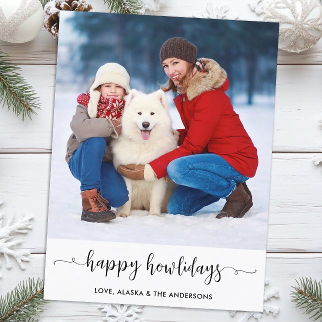 Modern Family Custom Dog Photo Happy Howlidays Holiday Postcard (Creator Uploaded)