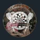 Modern Family Custom Name Wedding Photo Dartboard<br><div class="desc">The Modern Family Custom Name Wedding Photo Dart Board combines entertainment with personal flair, featuring a contemporary design that highlights a photo of your choice alongside the couple's name and wedding date. This customised dartboard makes a fantastic centerpiece for wedding festivities or a unique keepsake to celebrate the special day....</div>