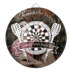 Modern Family Custom Name Wedding Photo Dartboard