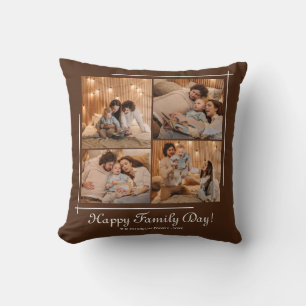 Modern Family Day Photo Collage Throw Pillow