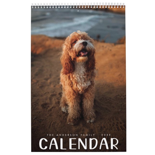 Modern Family Full Photo Cute Handwritten Calendar (Cover)