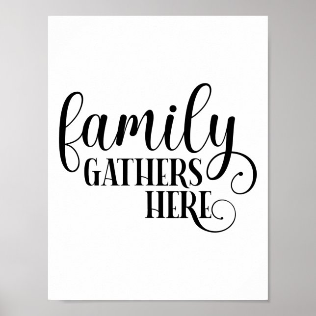 Modern family gathers here quote typography poster (Front)