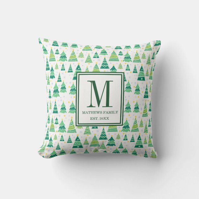 Modern Family Initial Monogram Christmas Cushion (Front)