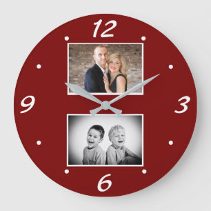 Modern Family Keepsake 2 Photo Collage Large Clock