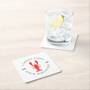 Modern Family Lobster Boil Custom Square Paper Coaster