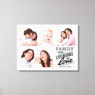 Modern Family Love Quote Photo Collage Canvas Print