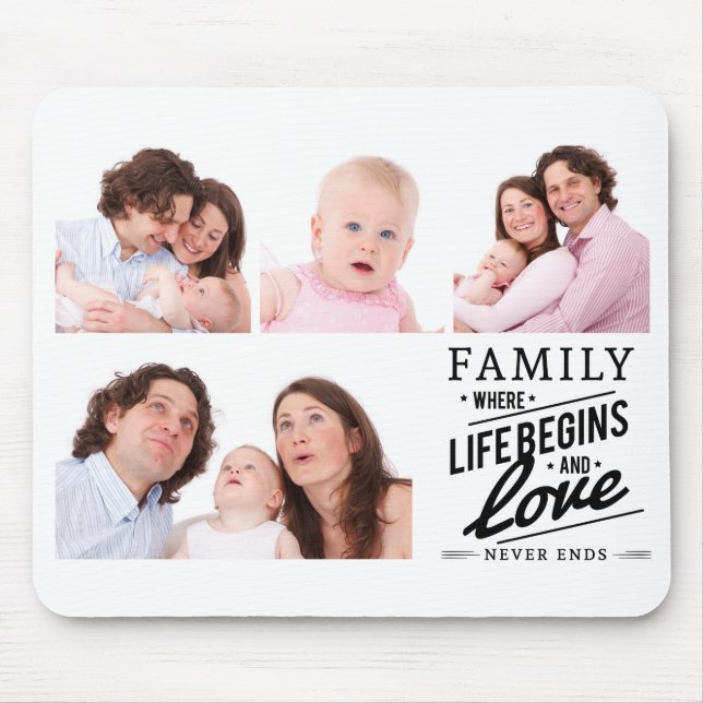 Modern Family Love Quote Photo Collage Mouse Pad (Front)