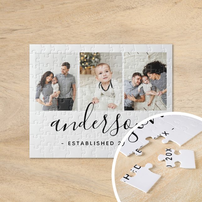 Modern Family Monogram 3 Photo Collage Jigsaw Puzzle (Creator Uploaded)