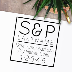 Modern Family Monogram and Return Address Self-inking Stamp