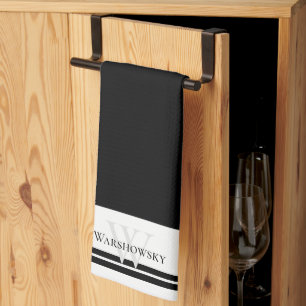 Modern Family monogram Black and White Tea Towel