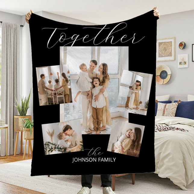 Modern Family Multi Photo Black Fleece Blanket (Creator Uploaded)