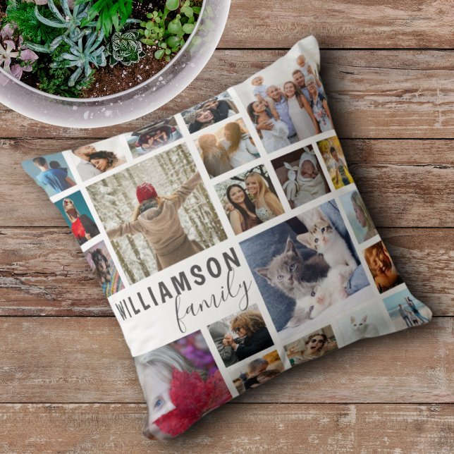 Modern Family Name 21 Photo Collage   Cushion (Creator Uploaded)
