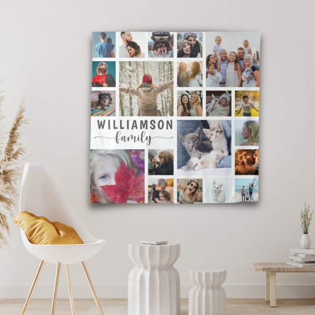 Modern Family Name 21 Photo Collage   Tapestry (Creator Uploaded)