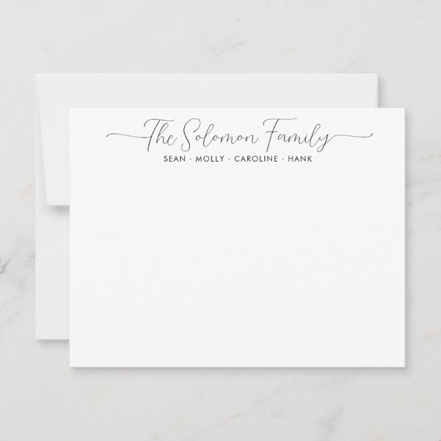 Modern Family Name Couple Black Script Calligraphy Card (Front)