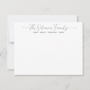 Modern Family Name Couple Black Script Calligraphy Card