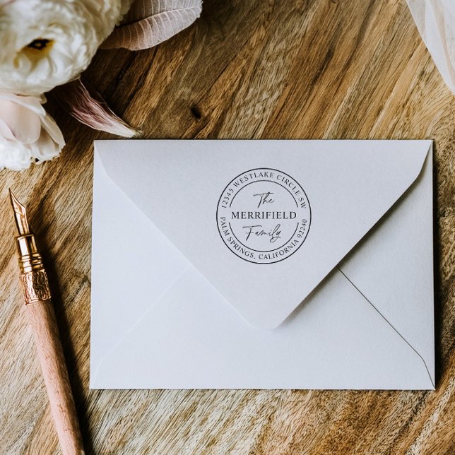 Modern Family Name Return Address Rubber Stamp (Creator Uploaded)